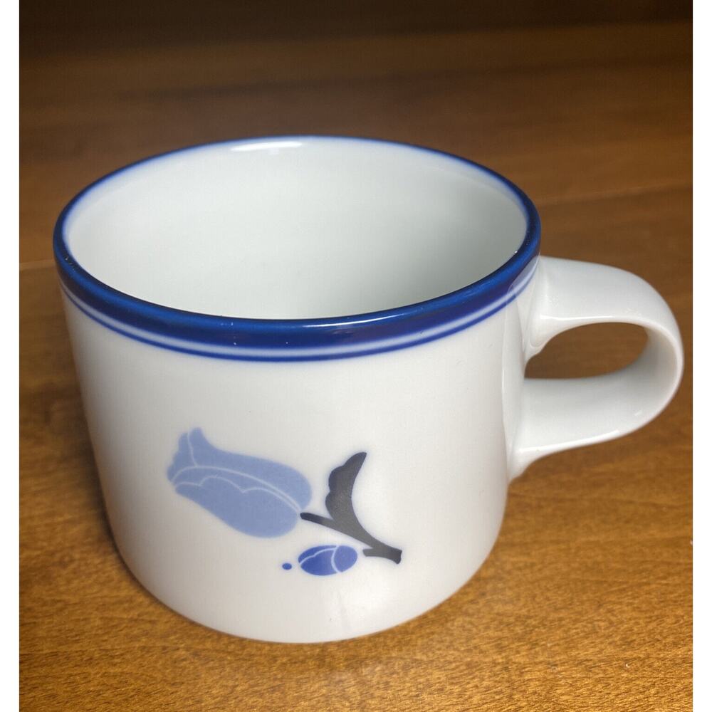 DANSK Tivoli Coffee Tea Mug Cup La Tulipe Japan White Blue Black Floral Tulip